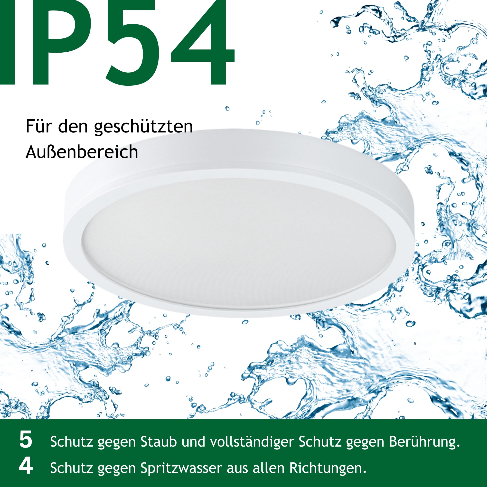 LED Deckenlampe rund mit direktem Licht, Ø580mm, 30-40W, 3609-4812 lm, flach, 3000K/4000K, warmweiße, neutralweiße Lichtfarbe, einstellbar, Lampe, 580x43mm