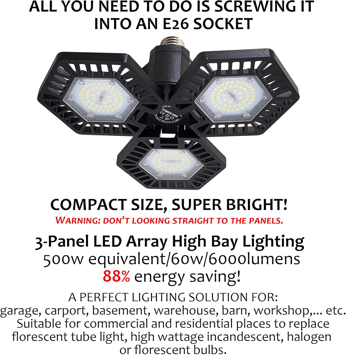 Flash Deals - 70% OFF AmeriLuck 2 Pack LED Garage Lighting, 6000K Daylight Ceiling Light Bulb with Adjustable Beam, Super Bright 6000 Lumens (60W), for Dim Closet, Basement, Attic, Carport, Workshop, Warehouse, Barn Big Sale AmeriLuck 2 Pack LED Garage Lighting, 6000K Daylight Ceiling Light Bulb with Adjustable Beam, Super Bright 6000 Lumens (60W), for Dim Closet, Basement, Attic, Carport, Workshop, Warehouse, Barn