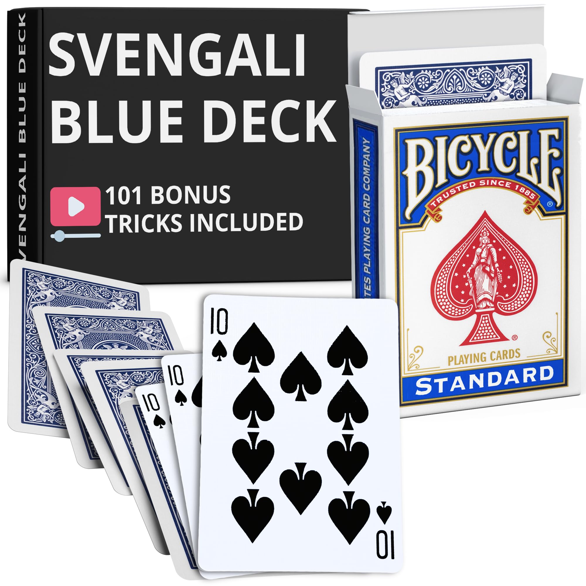 Ted's Sterling Magic Blue Bicycle Rider Back 10 of Spades Svengali Deck