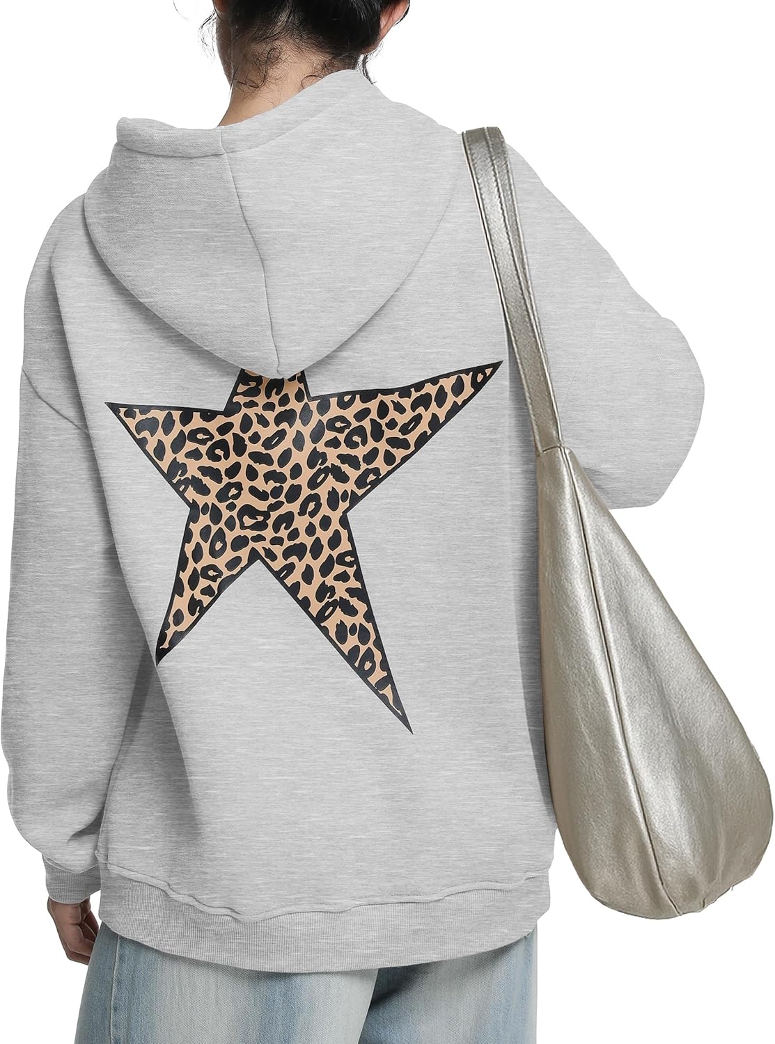 Hoodies for Womens Y2k Oversized Star Print Sweatshirts Aesthetic Cheetah Graphic Hooded Hoodie - Image 4