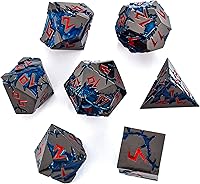 Vista 8 de Rule Dice Dados D&D de 7 Dados de Metal DND, Juego de Dados Metálicos Ponderados de Calabozos y Dragones, Juegos de Dados Poliédricos D y D Grandes