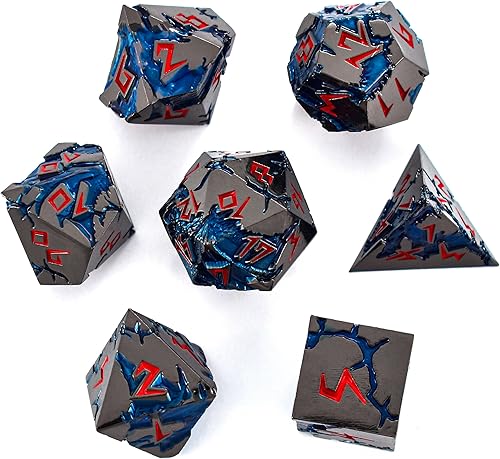 Miniatura 8 de Rule Dice Dados D&D de 7 Dados de Metal DND, Juego de Dados Metálicos Ponderados de Calabozos y Dragones, Juegos de Dados Poliédricos D y D Grandes,
