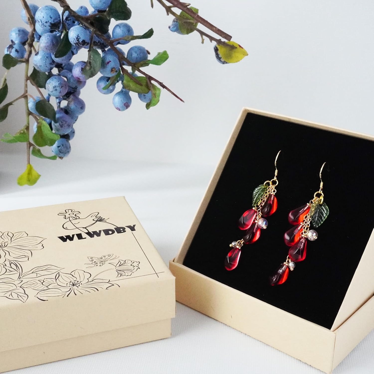 Handmade Glass Pomegranate Seed dangle Earrings - Unique Nature-Inspired Jewelry, Elegant Red Glass Beads, pomegranate-themed gift for Nature Lovers, Women’s Artistic Drop Earrings - Image 7