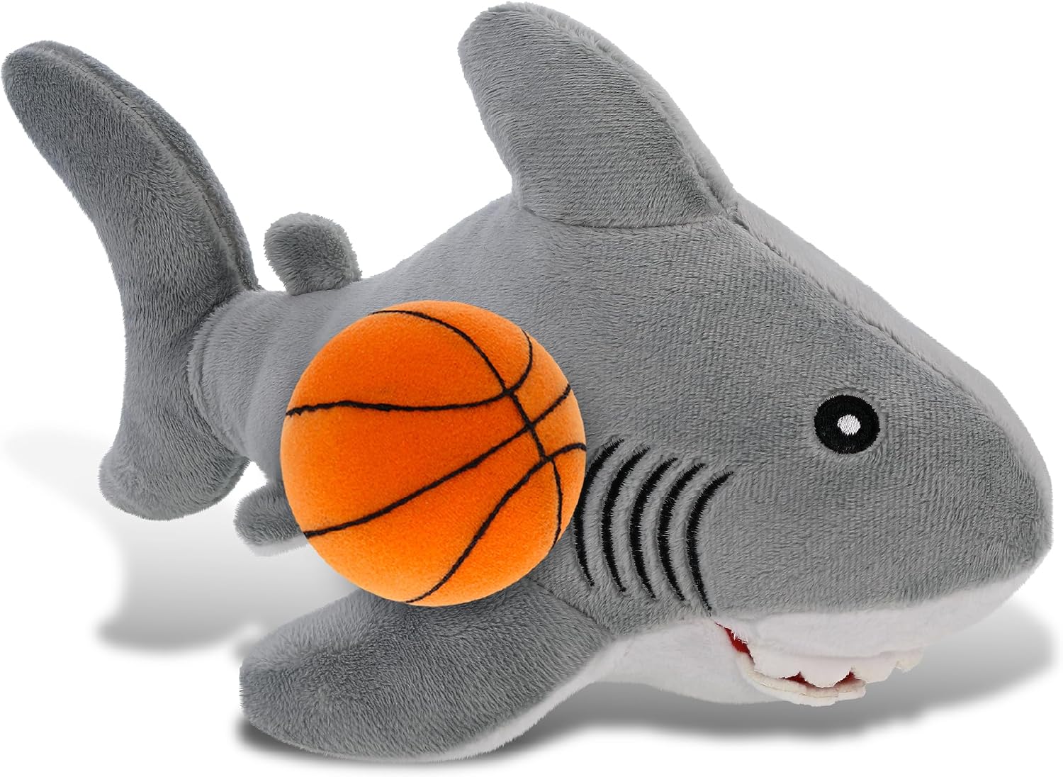 DolliBu Eco-Friendly Shark Stuffed Animal with Basketball Plush - Huggable Shark, Fun Playtime Plush Toy, Cute Ocean Life Gift, Personalized Doll Animal Toy for Kids and Adults - 12 Inches