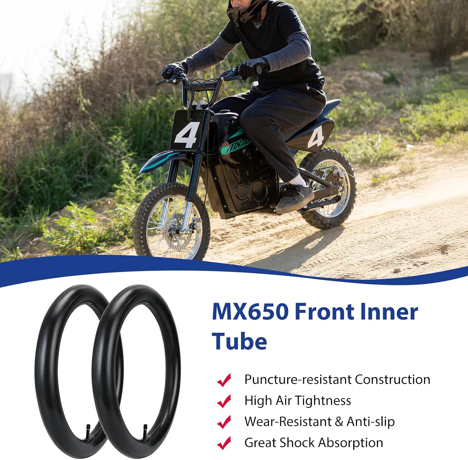 16x2.4 16x2.125 Inner Tube Replacement for Razor MX650 MX500 SX500 McGrath Dirt Rocket Bike Front Tire, Heavy Duty 16 Inch 64-305 16x2.40 Inner Tube for EcoSmart Metro HD SUP Electric Scooter