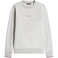 Tommy Hilfiger Uomo Felpa Tipped con Scollo Rotondo, Grigio (Light Grey Heather)