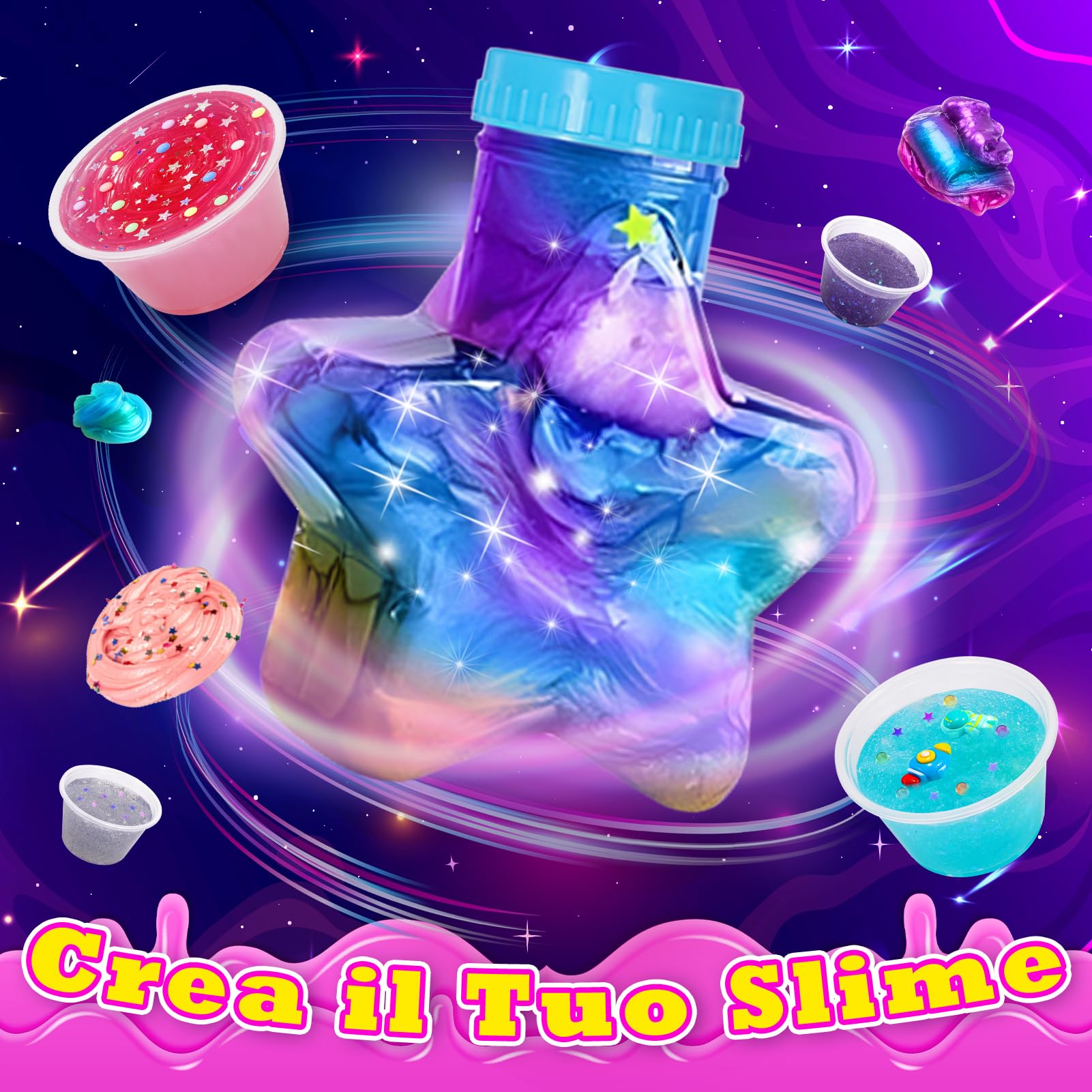 Hapikids Slime per Bambini, Regalo Bambina Bambino 6 7 8 9 10 11 Anni Galaxy Slime Fluffy Giochi Bambina 6-12 Anni Femmina Slime Kit Lavoretti Creativi Per Bambini Giocattoli Bambina Gioco Bimba Bimbo