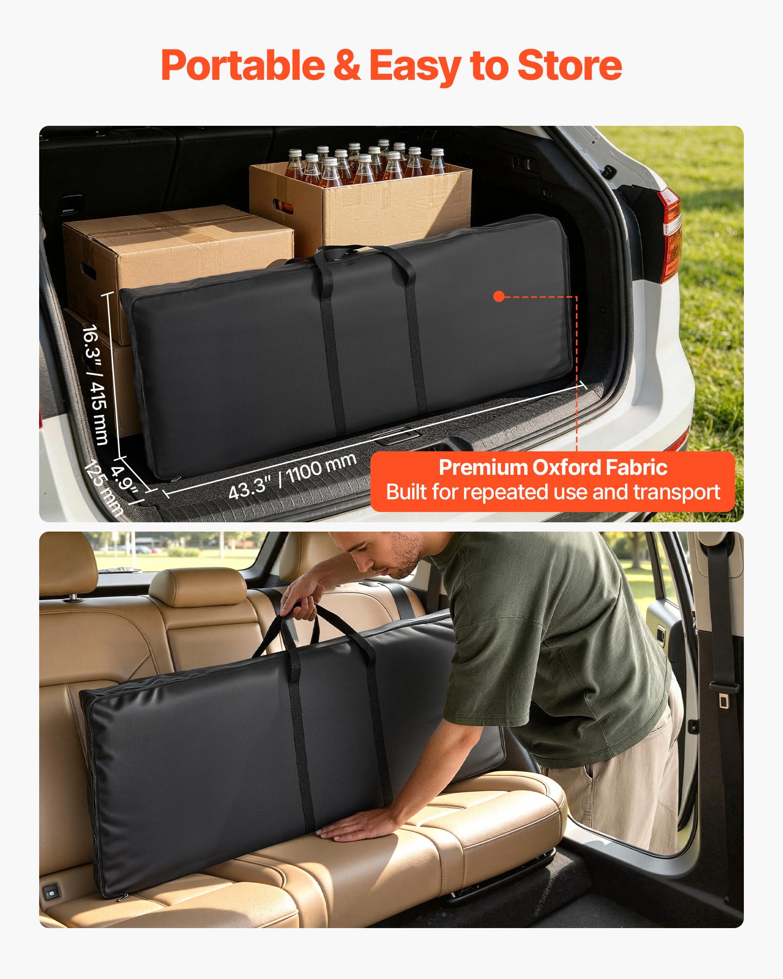 VEVOR Messetheke Klappbar, 1100x390x880 mm, Empfangstheke mit Tragetasche, Ablagefach, Rezeptionstheke, Messestand, Bartisch, Faltbare Mobile Barstation für Veranstaltungen, Partys & Messen