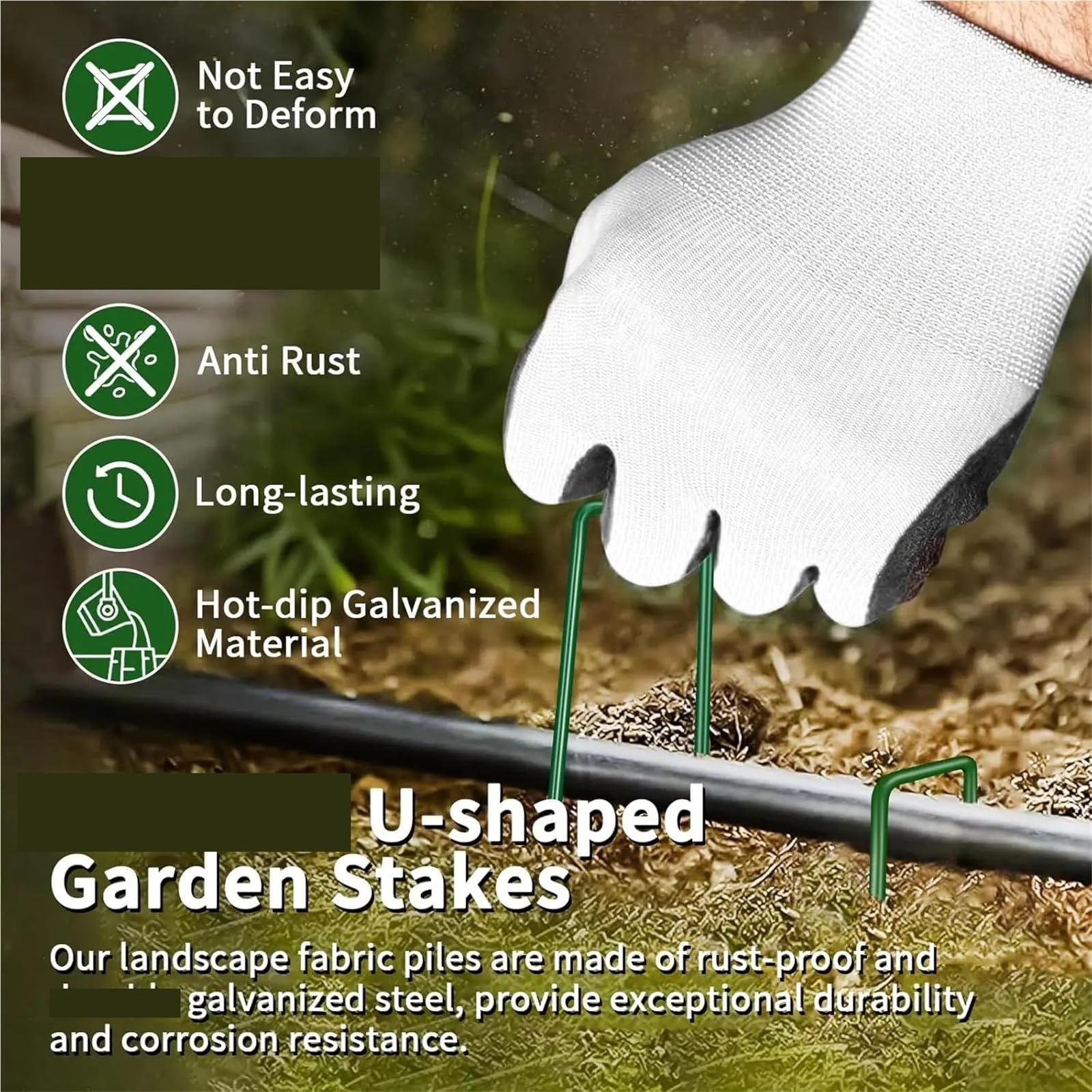 Picchetti Telo Pacciamatura 10/200 pezzi di graffette da giardino a forma di U, picchetti da giardino, graffette resistenti for tende da giardino, picchetti di fissaggio for erbacce(4cmx15cm Green,100