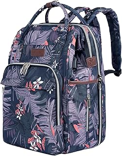 VANKEAN Diaper Bag Backpack with Portable Changing Pad, Baby Diaper Bags with Stroller Strap & USB Port, Waterproof Multifunction Travel Back Pack for Mom, Baby Bags Girl Shower Gift, Floral