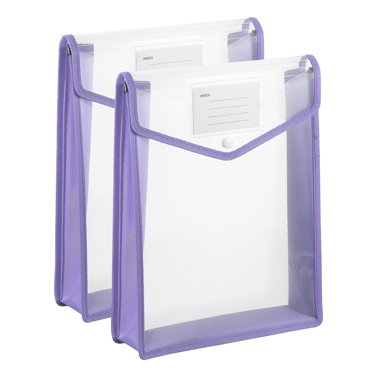 PATIKIL Plastic Expanding File Folders, 2 Pack A4 File Folder Envelopes Letter Size Document Organizer Supplies with Snap Closure for Classroom Office, Purple, Vertical โ image 1