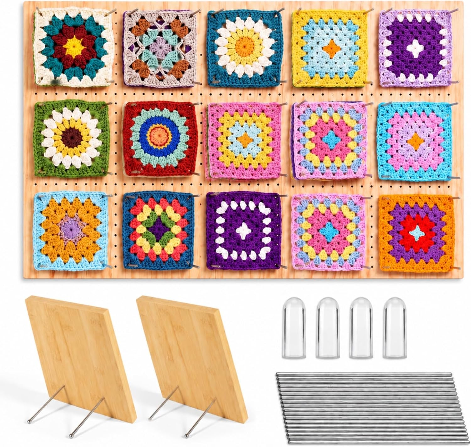 Wenqik 23.6 Inch Crochet Blocking Board with 36 Stainless Steel Pegs, Large