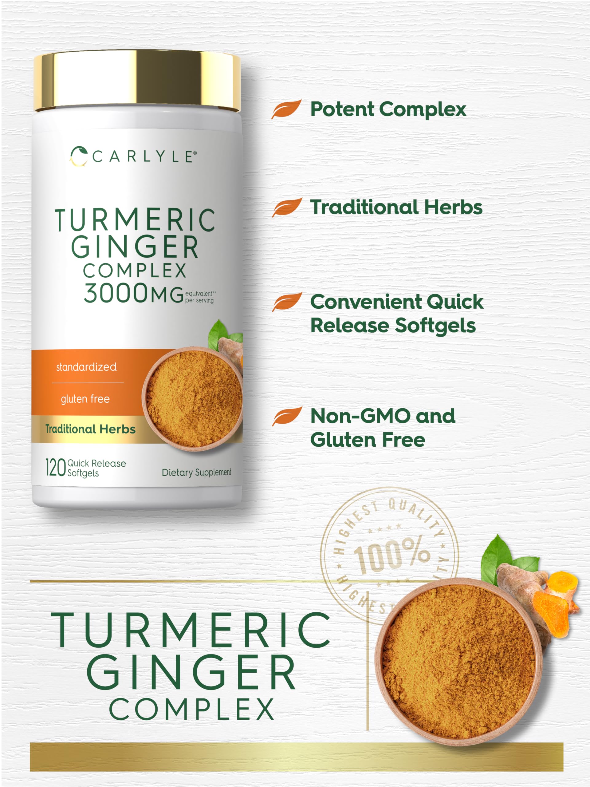 Carlyle Turmeric and Ginger Supplement | 120 Softgel Capsules — Amazon image 4