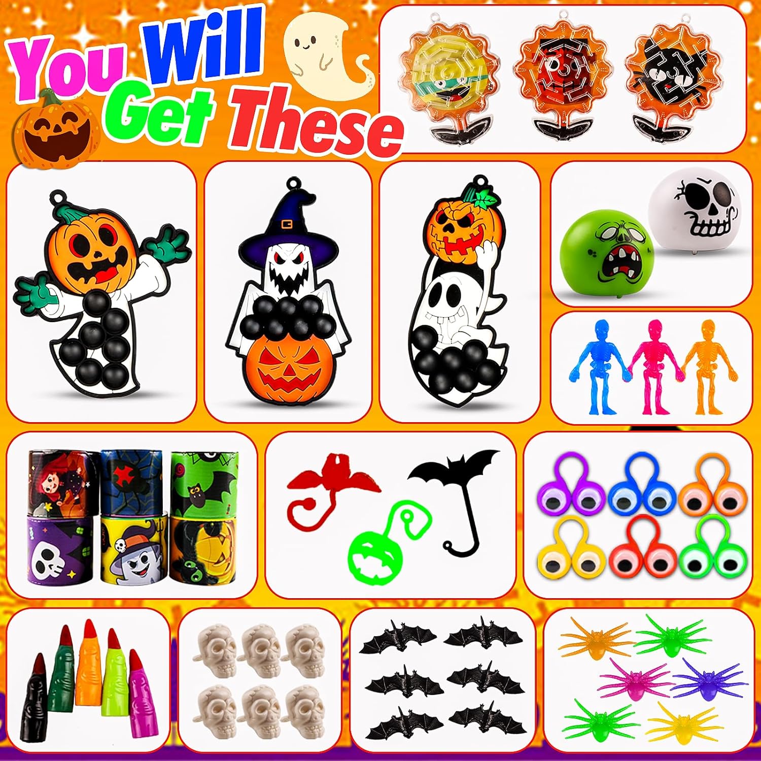 530 PCS Halloween Party Favors for Kids, Halloween Toys Bulk for Goodie Bags Fillers, Non-Candy Treats, Classroom Prizes, Halloween Gifts for Boys Girls