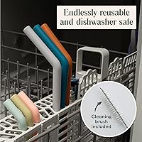 Vista 5 de Simka Rose Pajitas de silicona de alta calidad, popotes flexibles reutilizables para adultos y niños, sin BPA, juego de popotes para bebés y niños