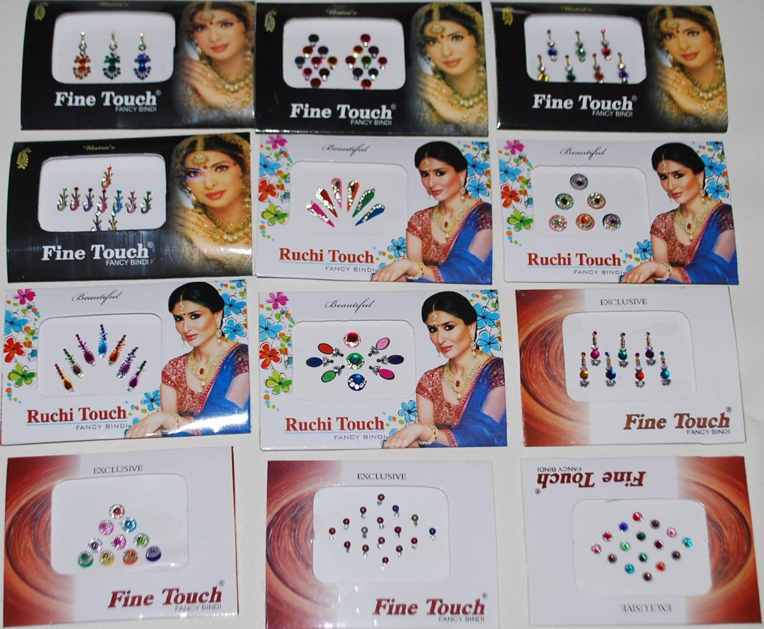 Pack of 15 Bollywood Reusuable Indian Bindi Head Stickers/dots/Tattoo