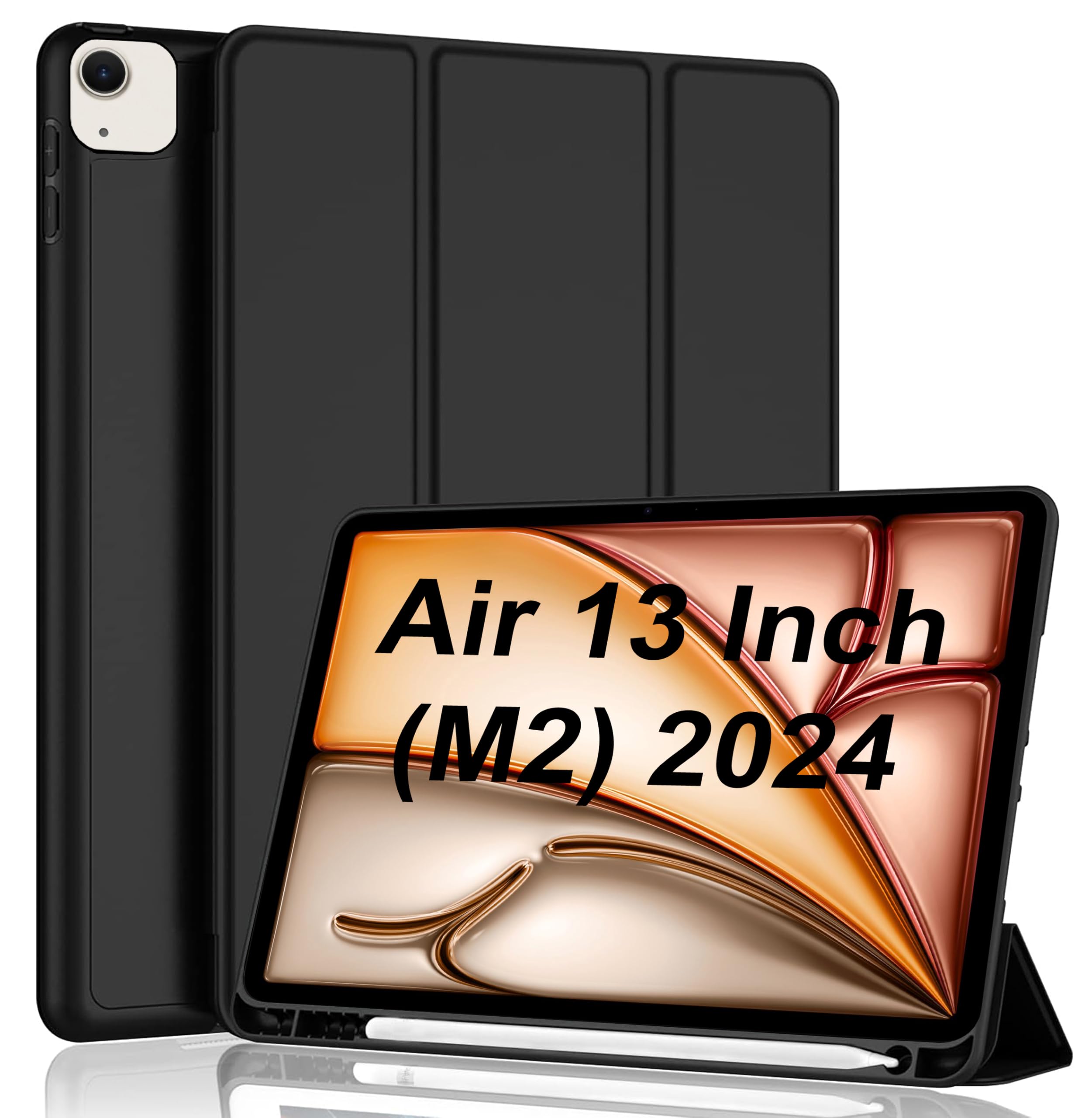 TGK Soft Flexible with Pencil Holder Trifold Flip Back Case Cover for iPad Air 13 Inch M2 2024 (Black) (B0D4JX9P8W) Amazon Price History, Amazon Price Tracker