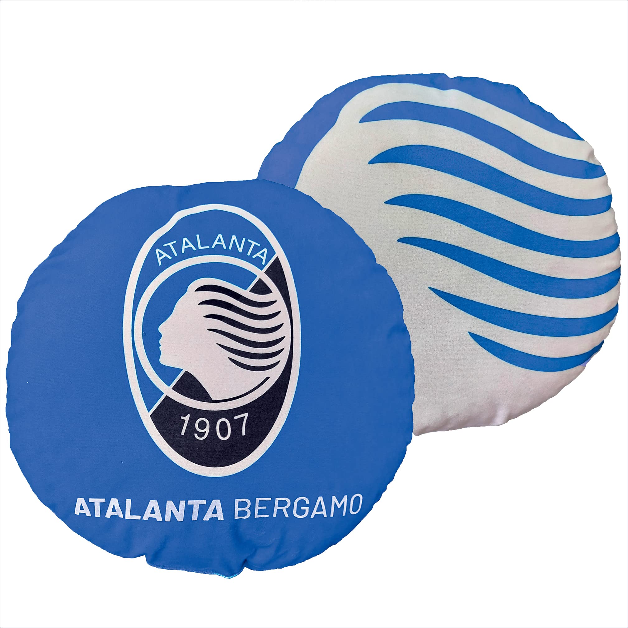 hermet Atalanta B.C. | Cuscino Rotondo Arredamento | Azzurro Nero | Prodotto Ufficiale