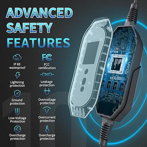 Miniatura 5 de EVCompanion Cargador EV de nivel 1-2 (cable de 16 amperios 110-240 V de 25 pies), cargador portátil para vehículo eléctrico con adaptador NEMA 6-20