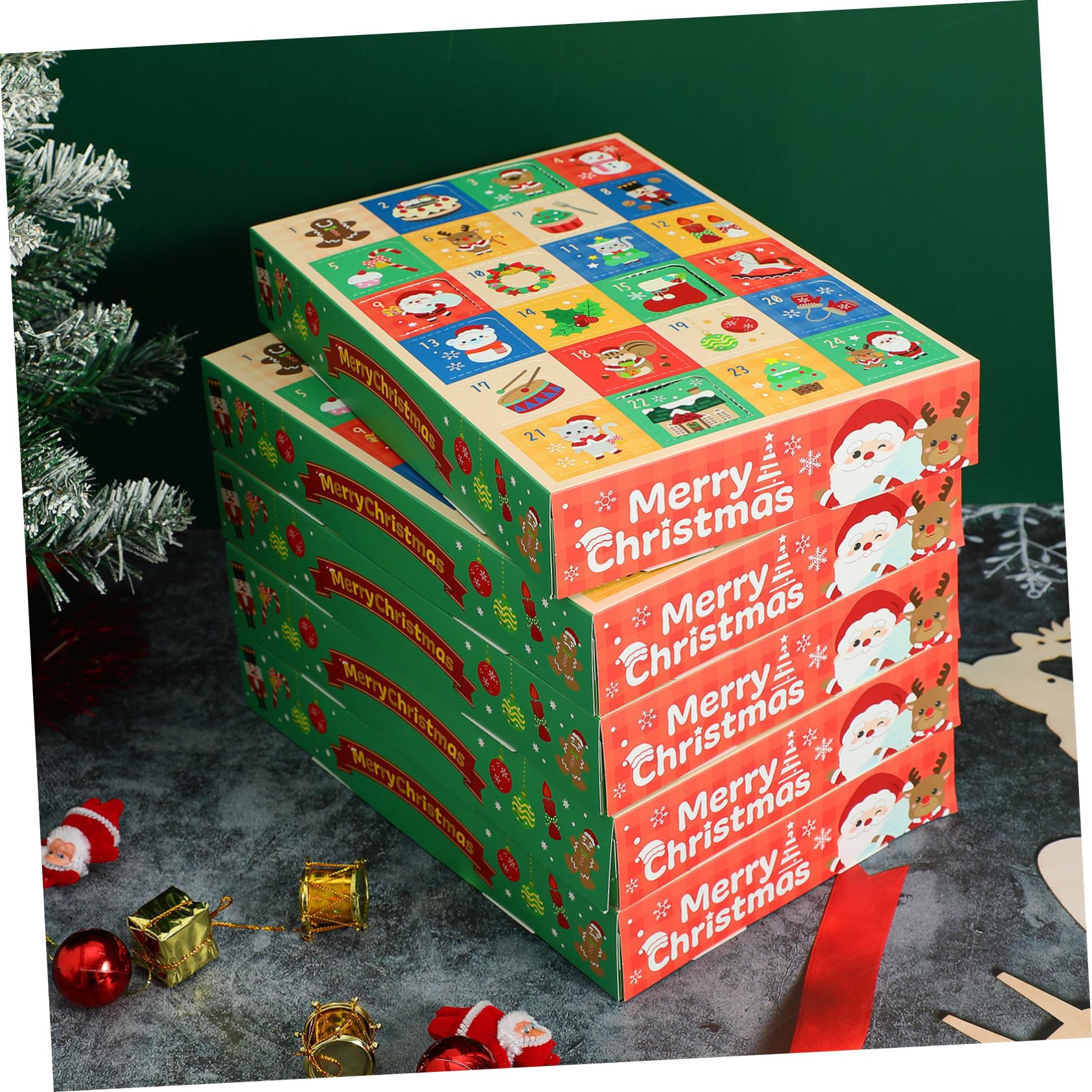 Zerodeko 10pièces Boîtes Calendrier de Compte à Rebours à Monter Soi-même Boîtes Cadeaux Vides Papier pour Fêtes Design Noël