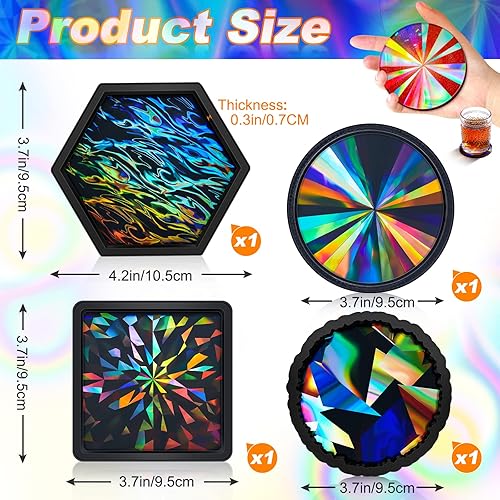 Miniatura 2 de 4 moldes de resina holográfica de silicona para posavasos de resina epoxi, moldes de silicona para resina epoxi para resina de bricolaje, tapetes de