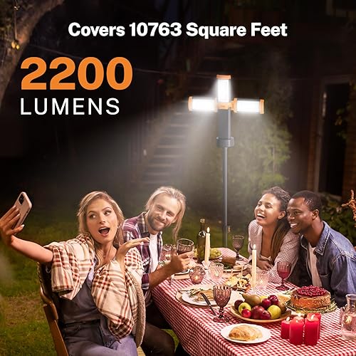 Miniatura 3 de OGERY Luz de campamento recargable de 10000 mAh con soporte de 6.5 pies de altura máxima, luz de trabajo inalámbrica con 3 cabezales de lámpara LED,