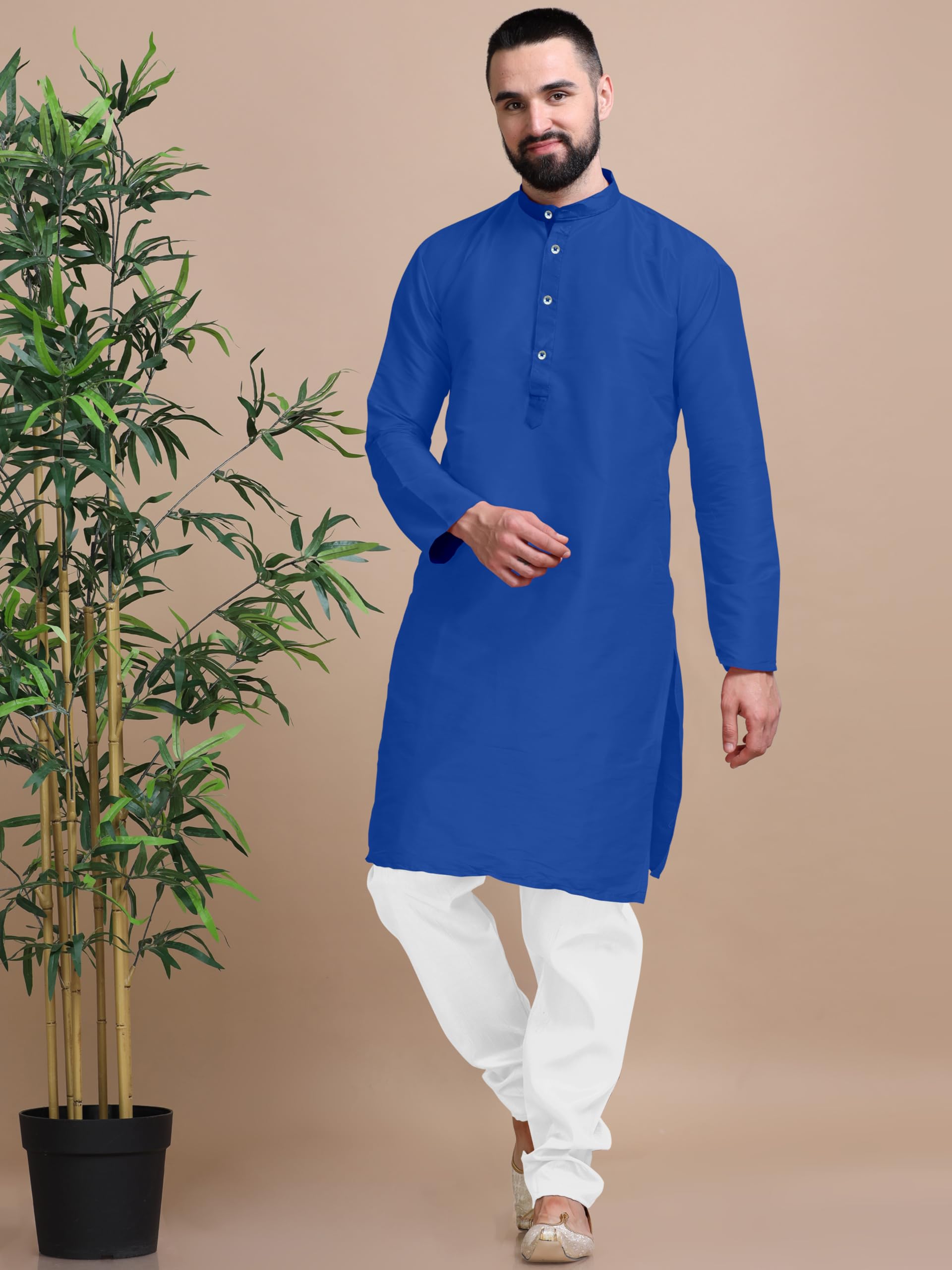 fashionfricks Mens Solid Straight Cotton Kurta with Churidar Pajama Set-picture-52
