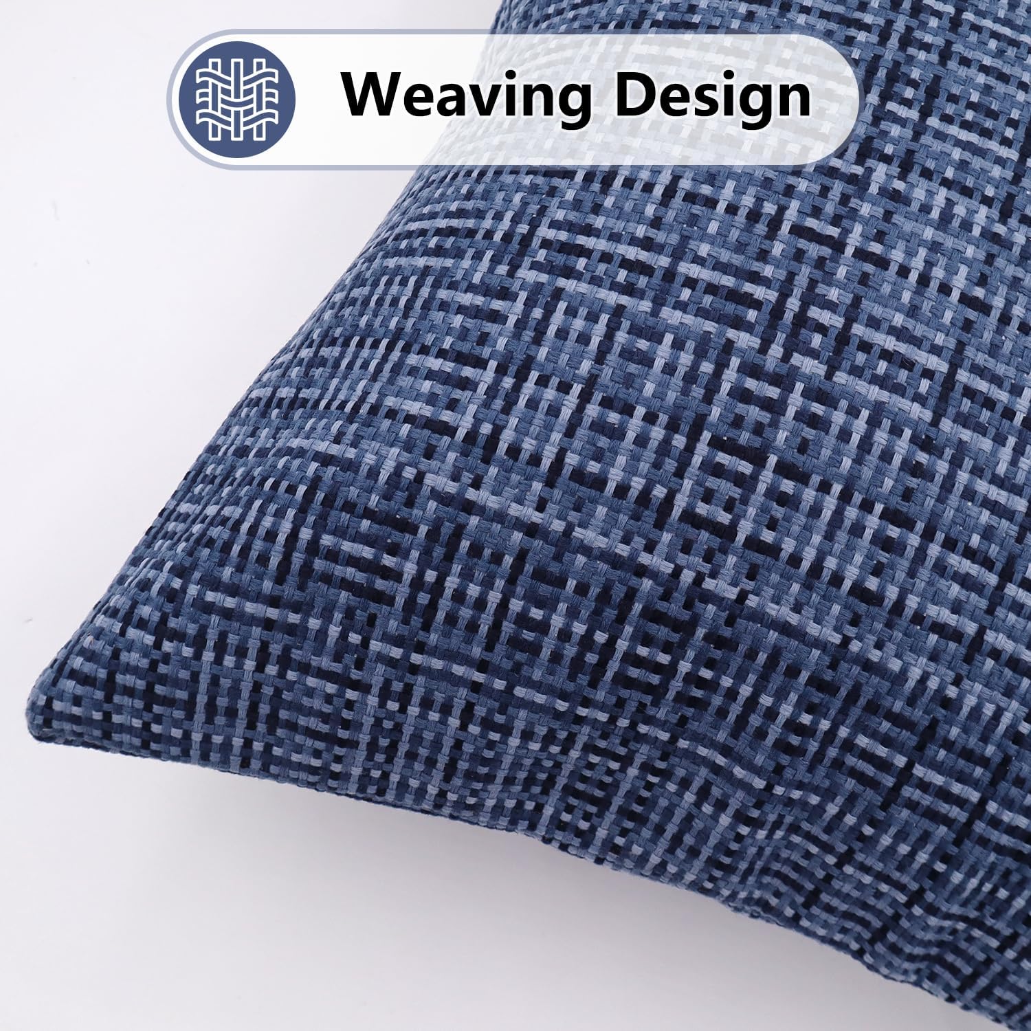 Outdoor Pillow Covers 18x18 Decorative Pillow Covers Pack of 2, Weaving Texture Waterproof Throw Pillow Covers for Garden Patio Tent Balcony Bench Couch Sofa, Blue - Image 7