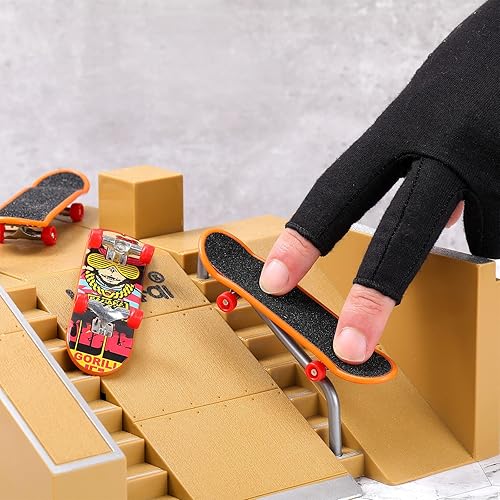 Miniatura 6 de Paquete de 5 mini patinetas para dedos con caja y accesorios de repuesto para adolescentes y adultos, movimiento de la punta de los dedos, juguetes
