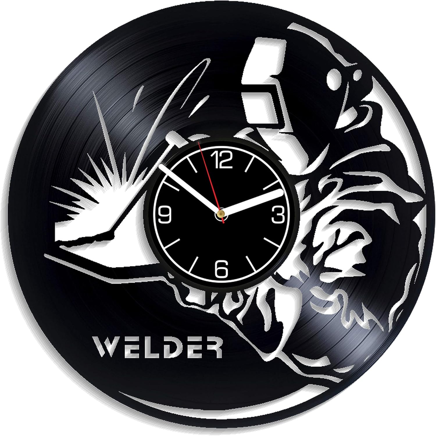 Vintage 12 inch Wall Clock for Welders - Large Clock with Welder Theme