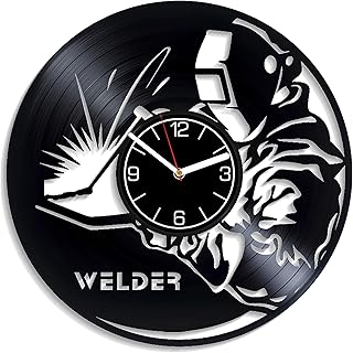 Kovides Profession Decoration 12 inch Wall Clock Welder Vinyl Record Wall Clock Profession Wall Art Welder Birthday Gift for Man Welder Clock Profession Wall Clock Large Welder Vinyl Clock