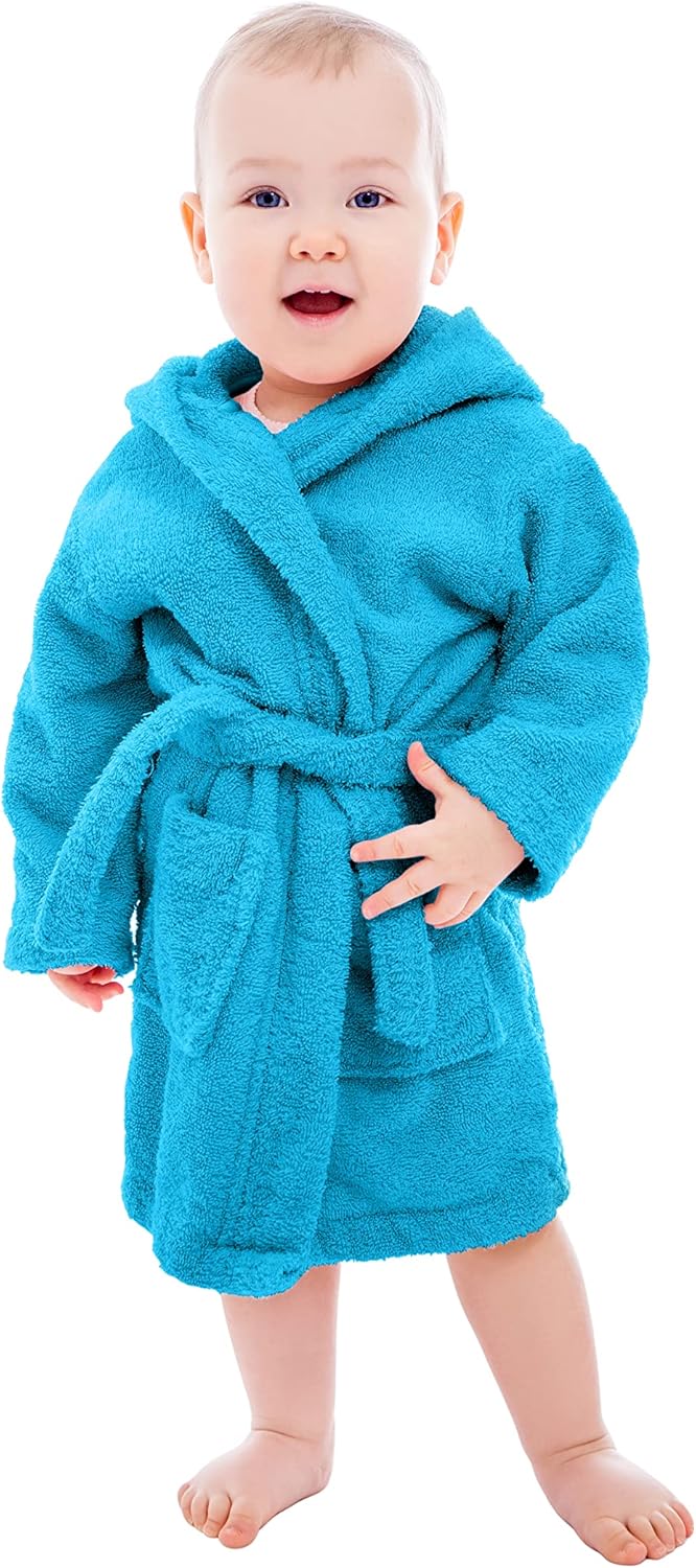 BAGNO MILANO Organic Turkish Cotton Kids Bathrobe, Soft Terry Cotton-Acrylic Hooded Towel Robe for Boys, Girls - Image 5