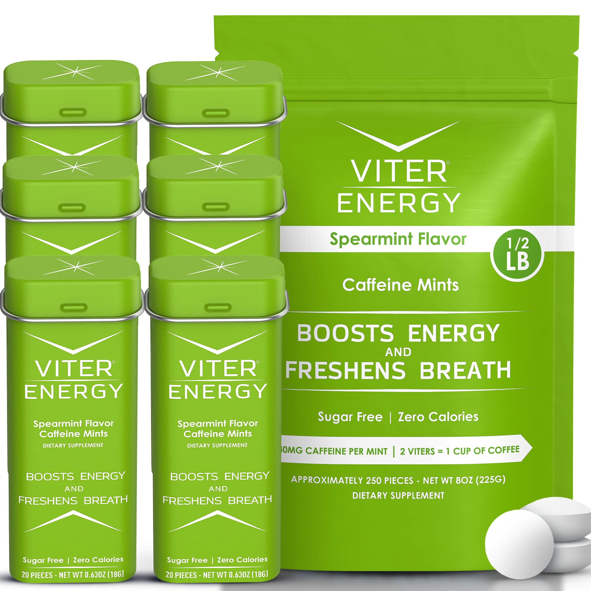 Buy Viter EnergyOriginal Caffeine Mints Spearmint Flavor 6 Pack and 1/2