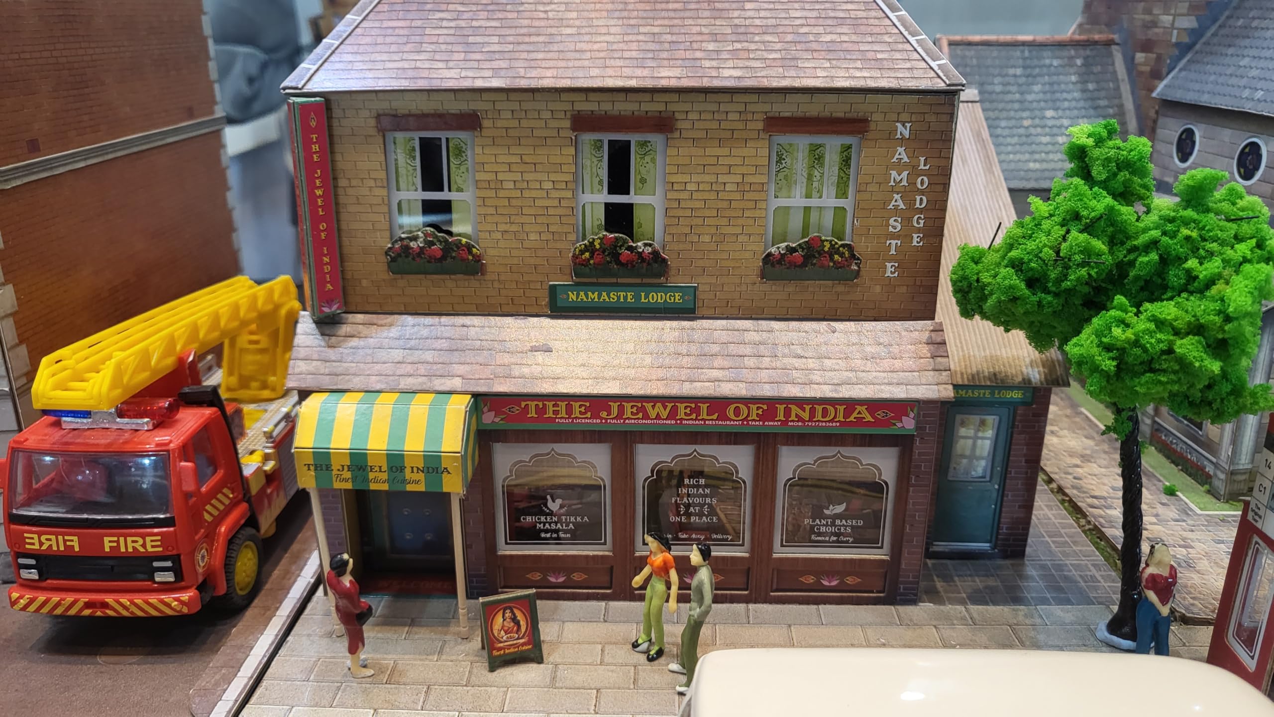 The CityBuilder Indian Restaurant Cardboard Model Making Kit - O Scale Model Railroad Building - Image 3