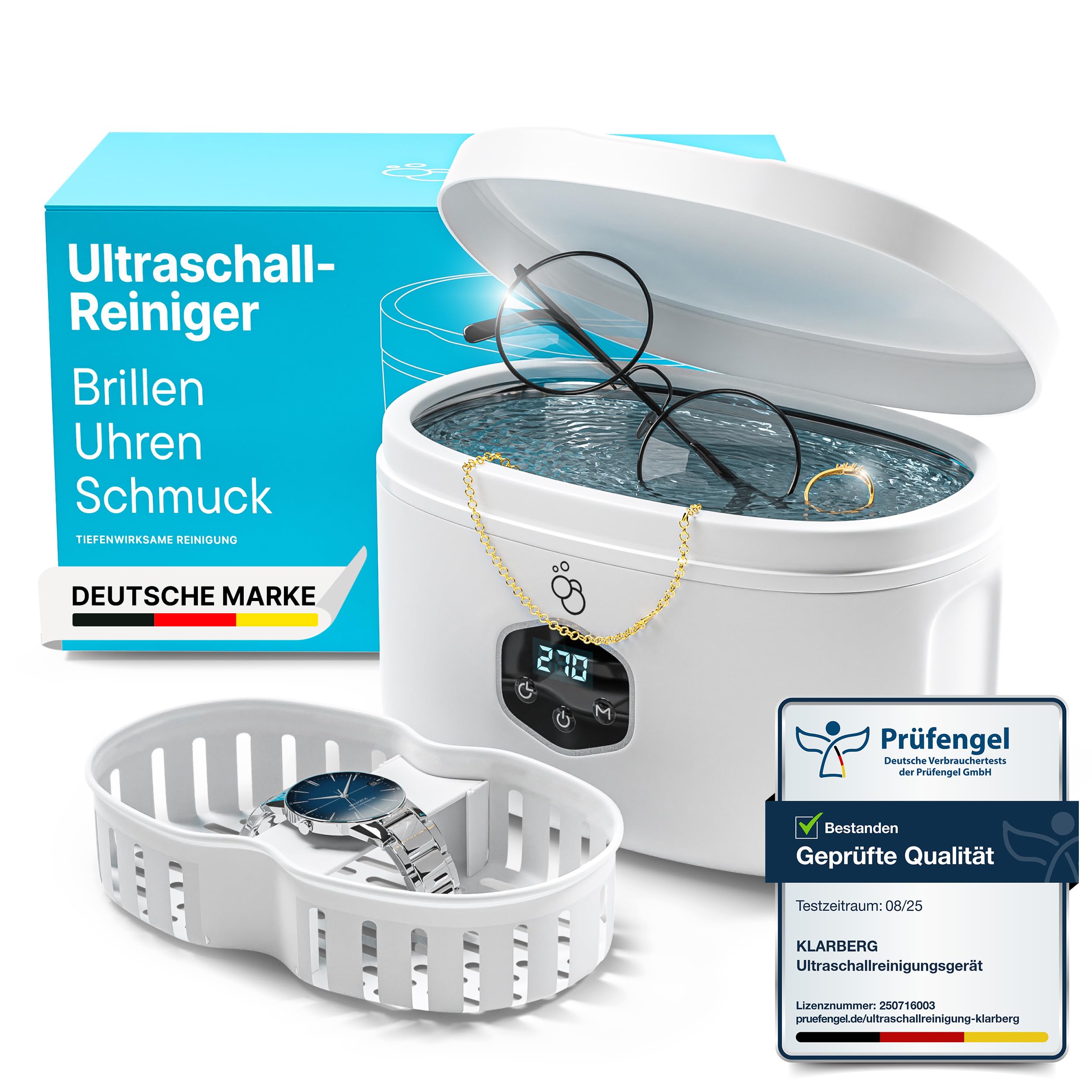 KLARBERG Ultraschallreinigungsgerät Brille, Schmuck uvm. I