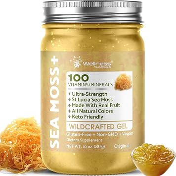 WELLNESS LABSRX Irish Sea Moss Gel Raw - Wildcrafted Superfood Seamoss Gel - Original Flavor, Vitamin and Mineral-Rich from Pristine Caribbean Waters, Immune and Digestive Health Support - 10 oz.