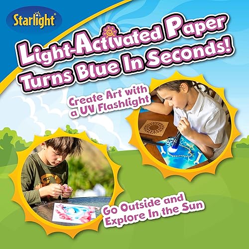 Miniatura 7 de StarLight Kit de manualidades de papel artístico con impresión solar para niños, papel sensible a la foto ligero, incluye linterna UV