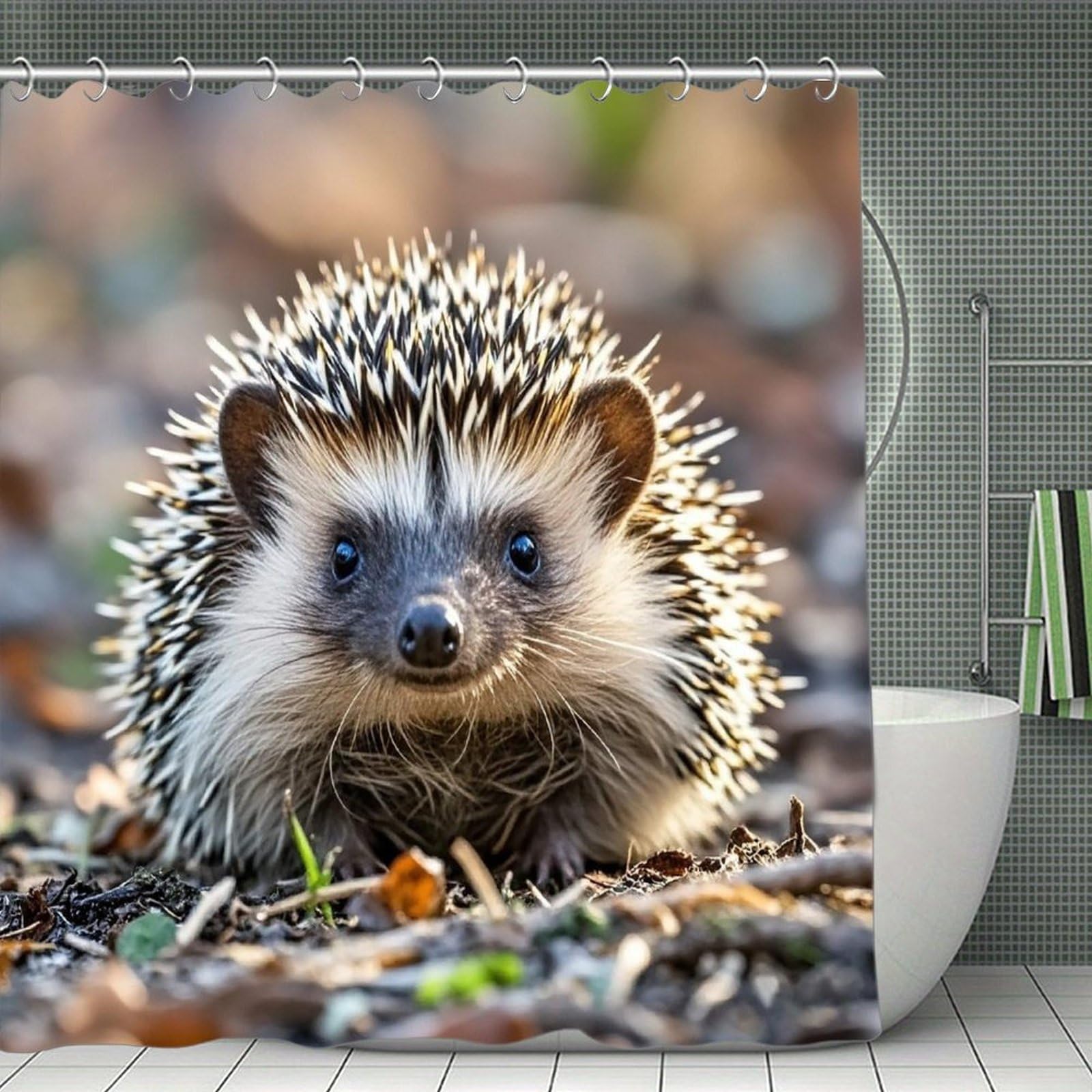 FekiLoot Hedgehog Shower Curtain Minimalist Thick Bathroom Curtain Washable Modern Bathroom Shower Curtain Heavy Duty Waterproof Cloth Bath Curtain with Hooks 70.8"x70.8"
