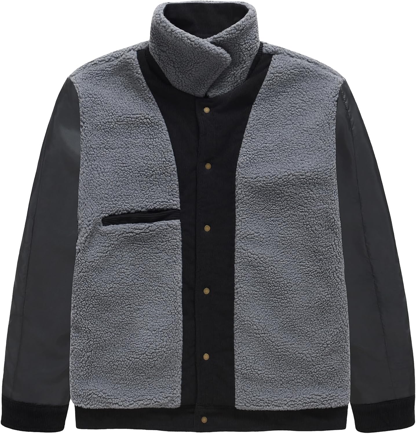 HOTIAN Men's Corduroy Jacket Sherpa Lined Fleece Trucker Jackets Lapel Collar Button Thickened Winter Warm Coat - Image 2