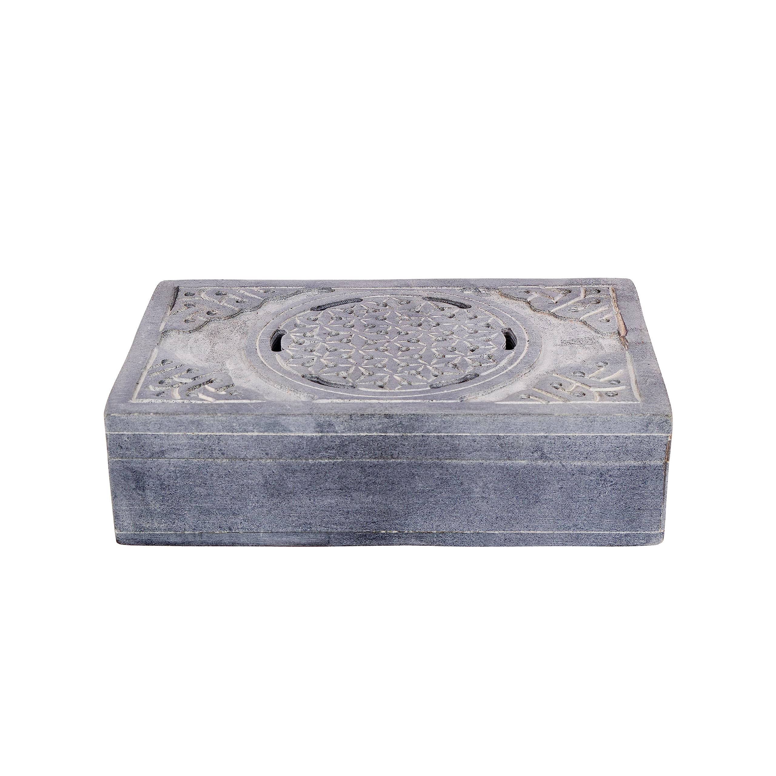 Divit Shilp Hand Crafted Stone Jewellery Box for Women | Portable Jewellery Storage Organizer for Ring Earrings Necklace Bracelet Bangle Watch | Keepsake Box Trinket | Vintage Gift. (Flower of Life)