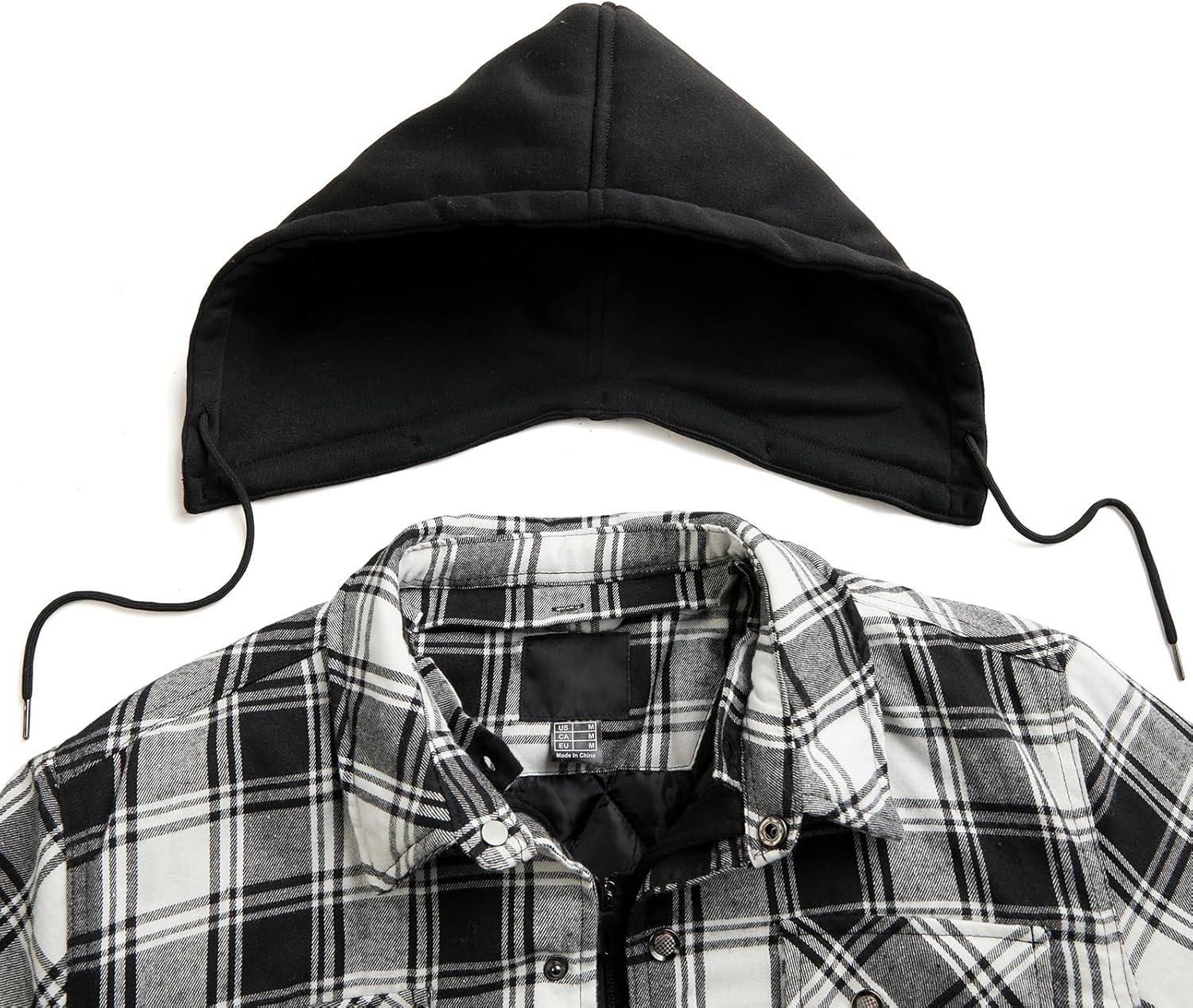 CHEXPEL Flannel Jackets for Men Long Sleeve Plaid Shirt Jacket Quilt Lined Hooded with Button Down Winter Coat - Image 5