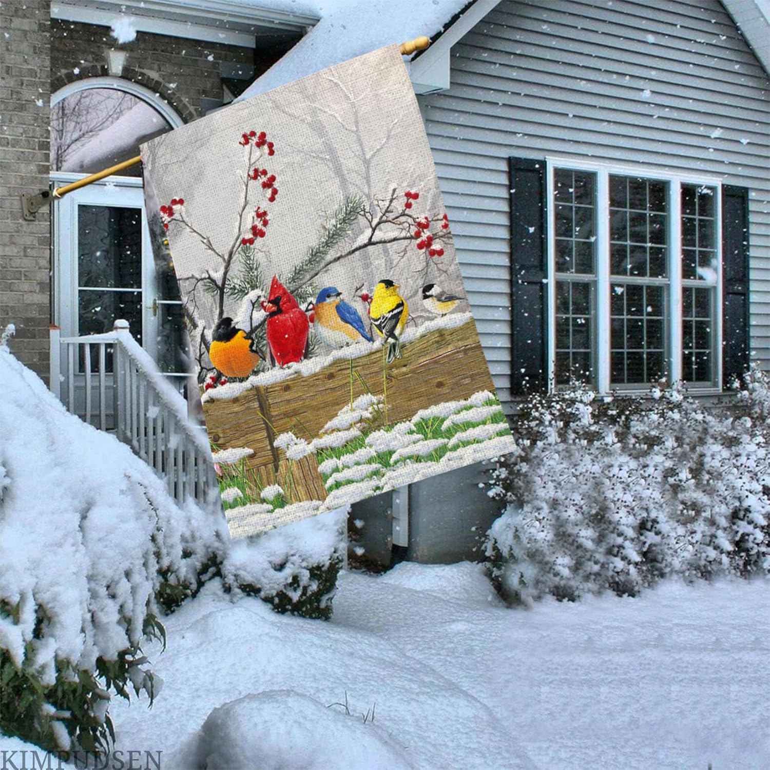 Winter House Flags for Outside, Cardinal Bird Pine Twigs Berry Large Yard Flags for Seasonal Christmas Winter Farmhouse Holiday Decoration 28x40 Inch Vertical Double Sided - Image 2