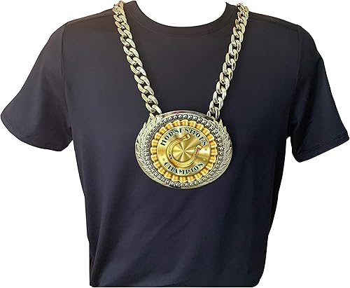 Miniatura 3 de Express Medals Herraduras Champ Chain Trophy Award con una placa central que mide 6 x 5.25 pulgadas e incluye una cadena de 34 pulgadas con bolsa de