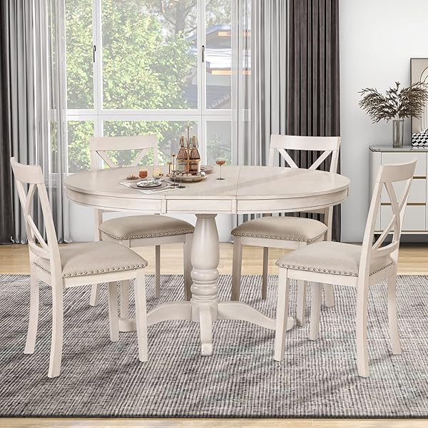 Antique White Round Dining Set