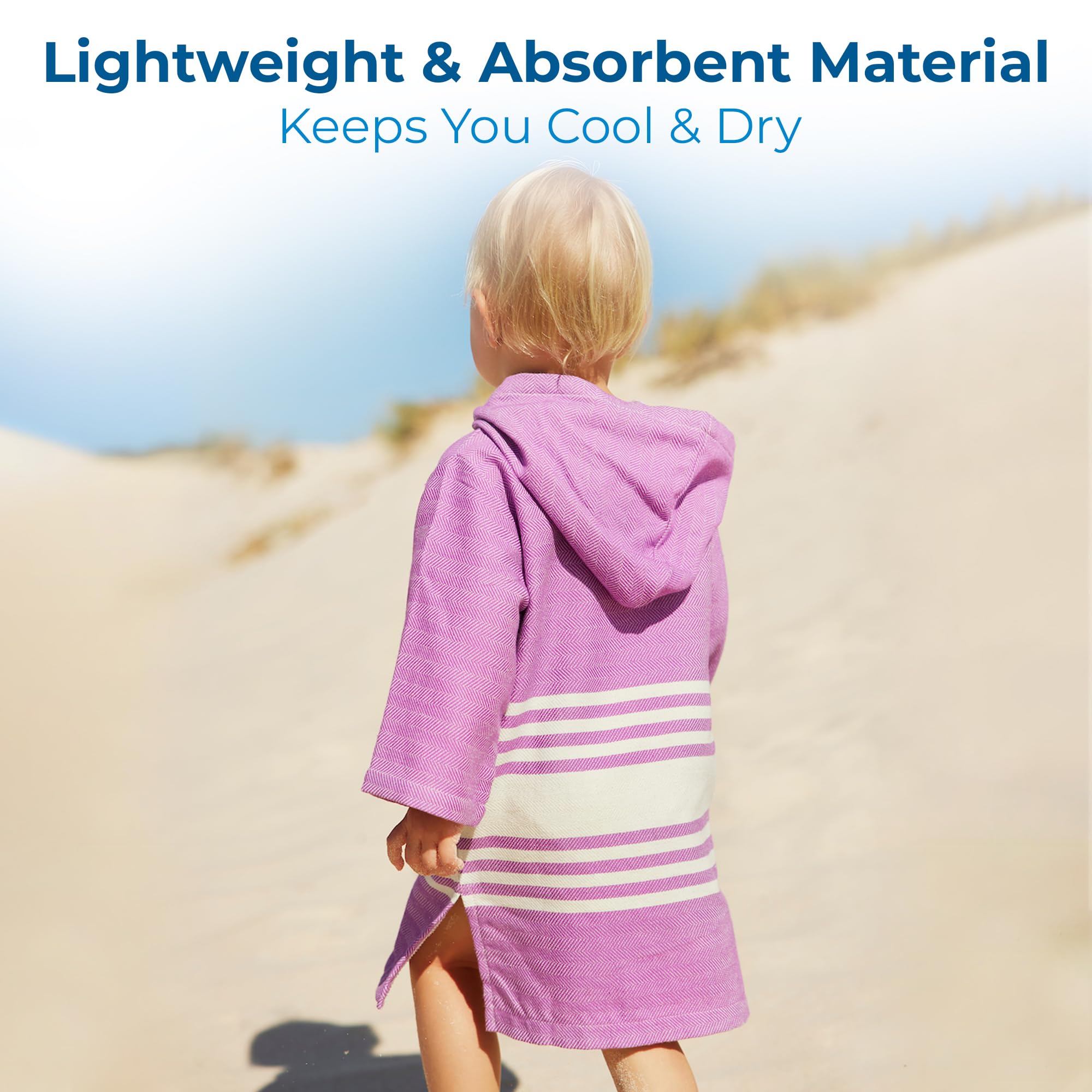 SAMMIMIS TASSOS - Toallas de playa con capucha para niños y niñas, poncho con cremallera, algodón turco, talla S (2-5 años)