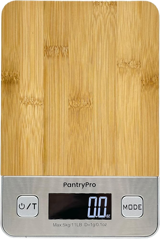 Bamboo Platform Digital Kitchen Scale - 11 pounds Capacity LCD Display Grams and Ounces AAA Battery Included (Natural)