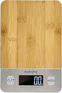 PantryPro Bamboo Platform Digital Kitchen Scale - 11 pounds Capacity LCD Display Grams and Ounces AAA Battery Included (Natural)
