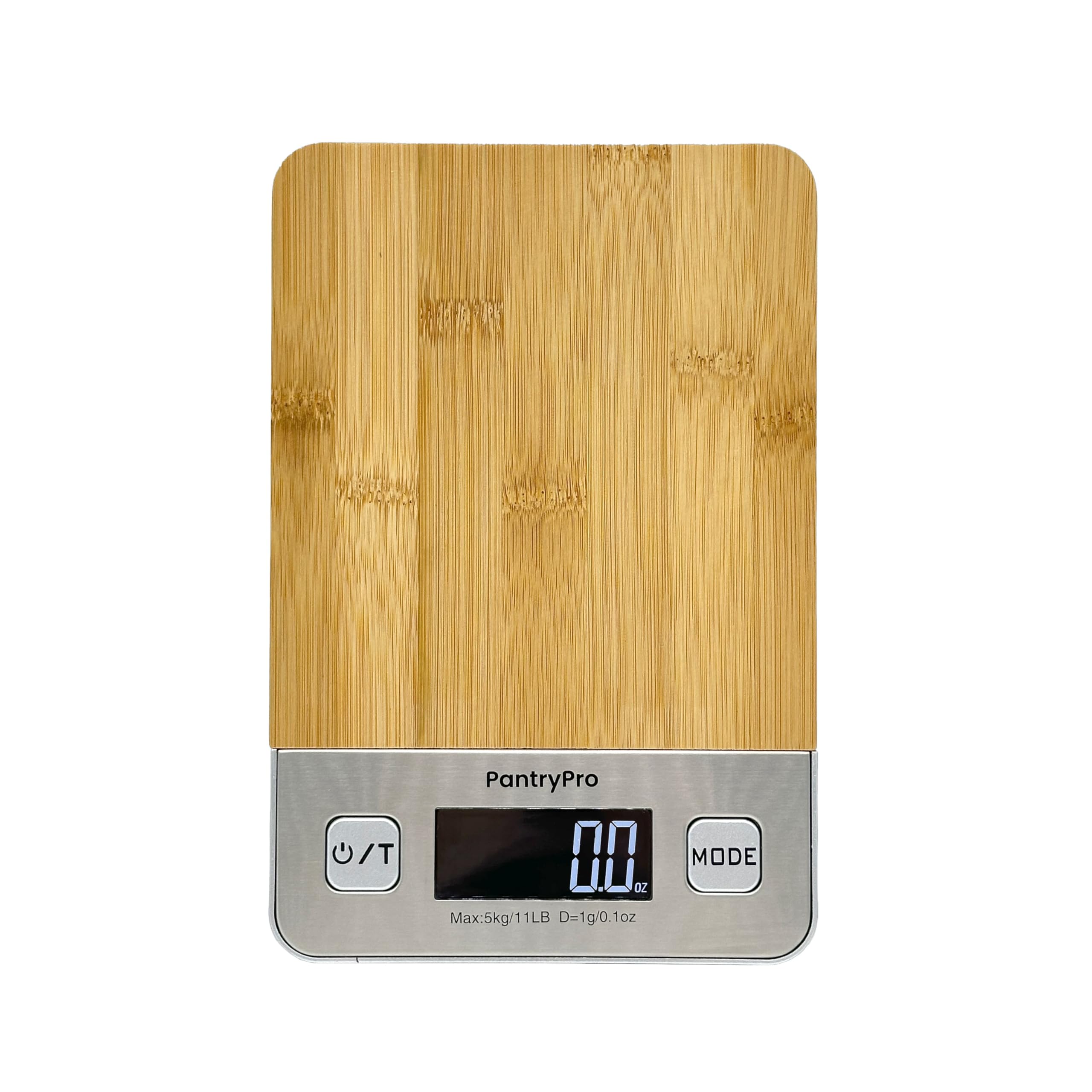 PantryPro Bamboo Platform Digital Kitchen Scale - 11 pounds Capacity LCD Display Grams and Ounces AAA Battery Included (Natural)