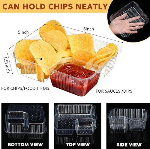 Miniatura 3 de 300 bandejas de nachos desechables con 2 compartimentos, bandeja de comida para concesión, suministros de noche de películas, bandejas de aperitivos