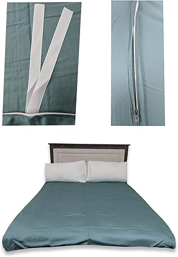 Miniatura 5 de Pillowtex Funda de edredón de rayón suave, tamaño Queen, color gris, derivado de bambú, funda de manta con peso con cierre de cremallera y lazos en